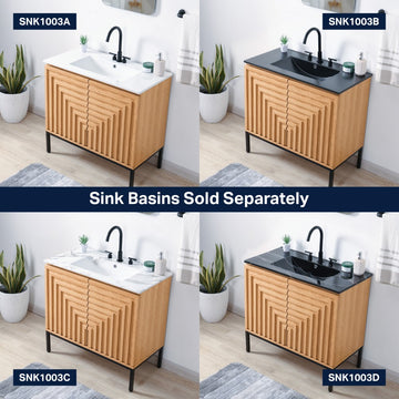 Rowan Geometric Modern Transitional 2-Shelf Bath Vanity Cabinet Only (Sink Basin Not Included)